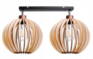 Lampa Wisząca Sufitowa Belka 2x Drewniany Gęsty