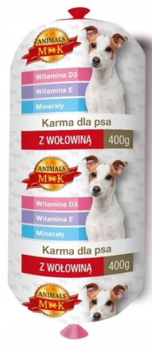 Karma dla psa z wołowiną 450g baton