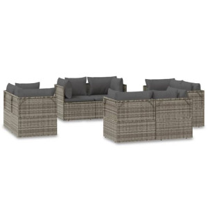 Ogrodowe sofy narożne, 8 szt., szare, 57x57x56 cm, polirattan