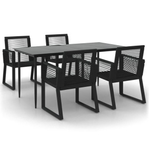 5-częściowy zestaw mebli ogrodowych, czarny, rattan PVC