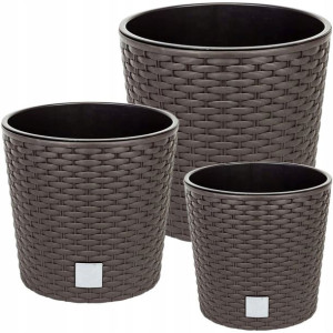 Zestaw X3 Doniczka Donica Rattan Ogrodowa Umbra