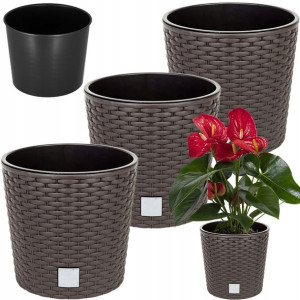 Zestaw X3 Doniczka Donica Rattan Ogrodowa Umbra