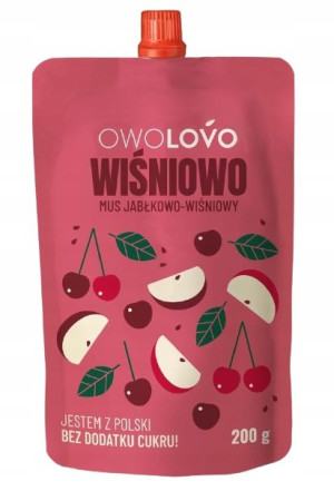 Owolovo Mus Jabłkowo - Wiśniowy Bez Cukru 200g