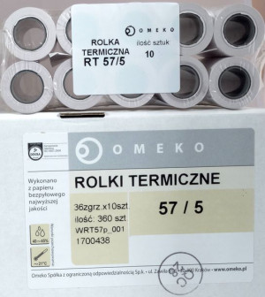 Rolka Termiczna 57 X 5 Do Kasy Fiskalnej Taxi