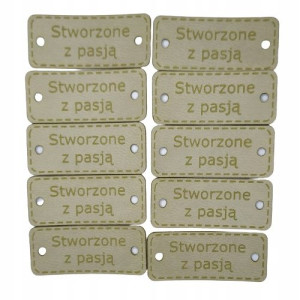 Naszywki ,wszywki ekoskóra Stworzone z pasją 10szt