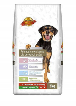 Karma dla psów z drobiem, wołowiną i warzywami 3kg