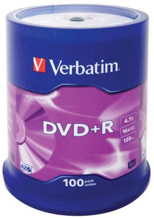 Płyta Dvd+r Verbatim Azo, 4,7gb, 16x, Cake 100szt.