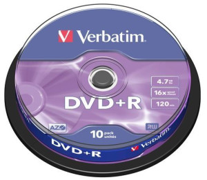 Płyta Dvd+r Verbatim Azo, 4,7gb, 16x, Cake, 10szt.