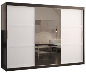 Szafa przesuwna MIRO 2 250cm. czarny + biały+złoto