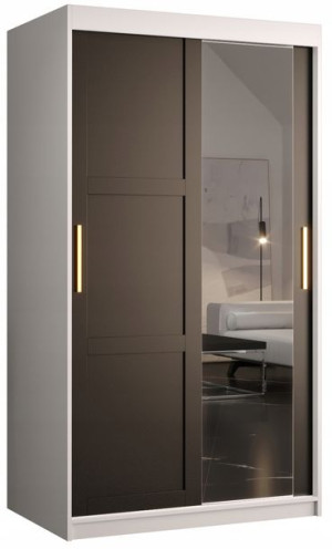 Szafa przesuwna MIRO 2 100cm. biała + czarna+złoto