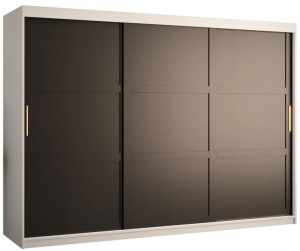Szafa przesuwna MIRO 1 250cm. biała + czarna+złoto