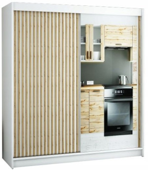 Szafa przesuwna LIVELLO II - 200 cm z lamelami/bia