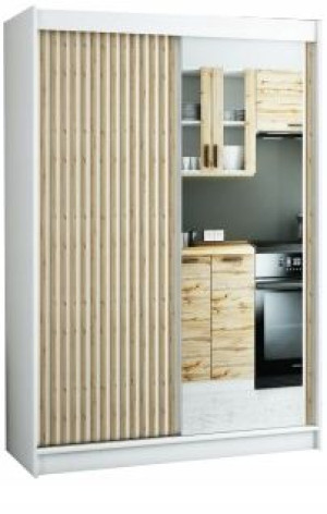 Szafa przesuwna LIVELLO II - 150 cm z lamelami/bia
