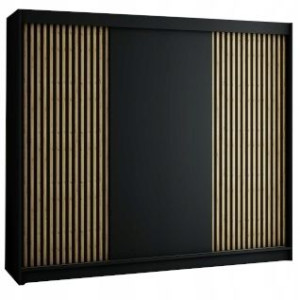 Szafa przesuwna LIVELLO - 250 cm z lamelami/czarna