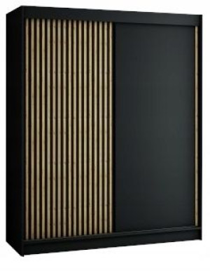 Szafa przesuwna LIVELLO - 180 cm z lamelami/czarna