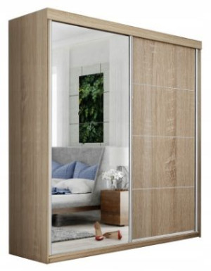 Szafa przesuwna DIEGO 1- PLUS 200cm BIAŁA, SONOMA