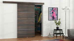 Drzwi przesuwne SIMPLE ALU 80cm naścienne jesion