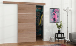 Drzwi przesuwne SIMPLE ALU 90cm naścienne dąb