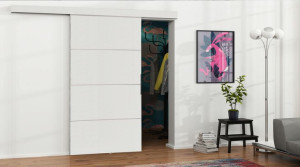 Drzwi przesuwne SIMPLE ALU 90cm naścienne białe
