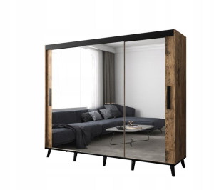 Szafa przesuwna GRACJA T3250x200x62 kasztan+czarny