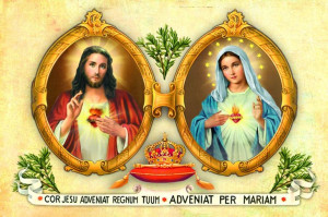 Serce Jezusa i Serce Maryi - Obrazek jednostronny (100 szt)