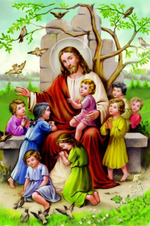 Jezus Chrystus z dziećmi - Obrazek jednostronny (100 szt)