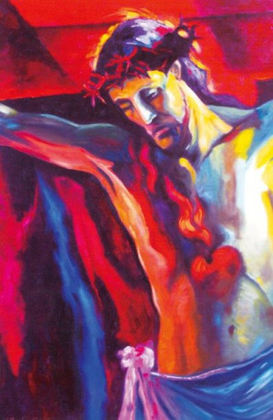 Jezus na krzyżu - Obrazek jednostronny (100 szt)
