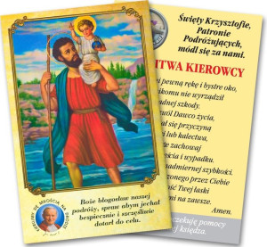 Święty Krzysztof - Obrazek z modlitwą metalizowany (100 szt)