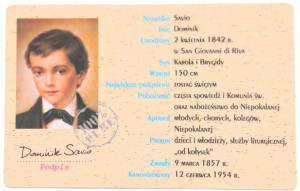 Święty Dominiki Savio - Obrazek z modlitwą (100 szt)