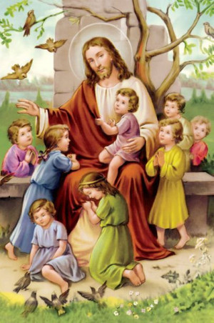 Jezus z dziećmi – Obrazek z intencją Mszy Św. (100 szt)