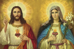 Serce Jezusa i Serce Maryi - Obrazek  jednostronny (100 szt)