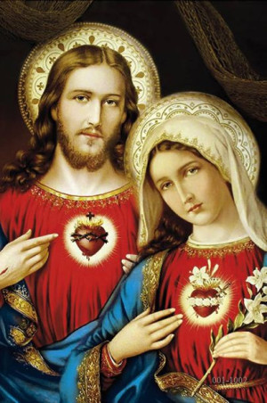 Serce Jezusa i Serce Maryi - Obrazek  jednostronny (100 szt)