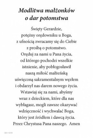 Święty Gerard Majella - Obrazek z modlitwą (100 szt)
