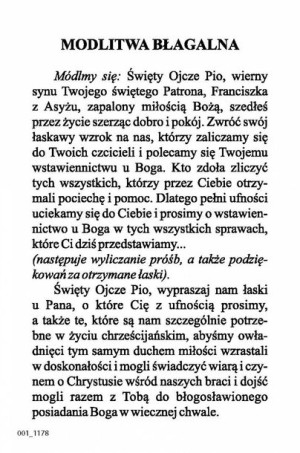 Święty Ojciec Pio - Obrazek z modlitwą (100 szt)