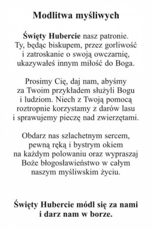 Święty Hubert - Pocztówka z modlitwą (100 szt)