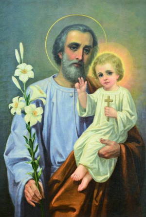 Święty Józef - Pocztówka z modlitwą metalizowana (100 szt)