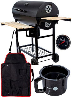 Duży Grill Węglowy Ogrodowy + Popielnik + Fartuch