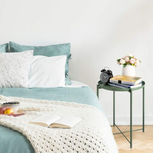 Stolik okrągły metalowy w stylu Loft - khaki