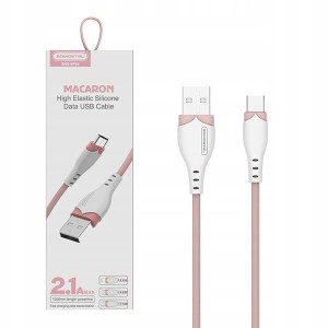 Szybki Kabel Usb Typ-C 2.1A Różowy 2100Mah Quick CHARGER