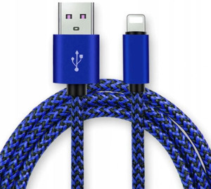 Kabel Pleciony Micro Usb 3m Sznurek Oplot Blue