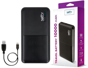 Setty Power Bank 10.000mah Czarny Qc 2.1a