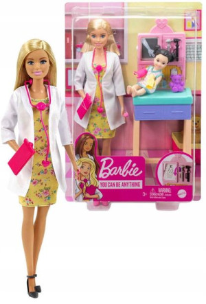 Barbie Zestaw Lalka Lekarz Pediatra Akcesoria 3+