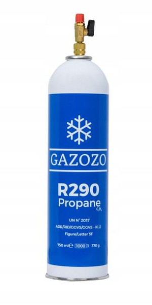 R290 czynnik chłodniczy Gaz 370g 750ml + Zawór