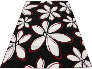 Dywan nowoczesny do salonu BLOOM Czarno Czerwony ALFA