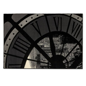 Dywan młodzieżowy BIG CLOCK Zegar Czerń CITY
