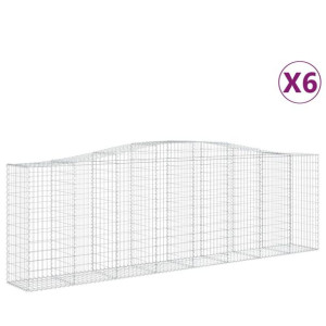 Kosze gabionowe, 6 szt, 400x50x120/140 cm, galwanizowane żelazo