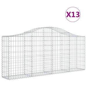 Kosze gabionowe, 13 szt, 200x30x80/100 cm, galwanizowane żelazo