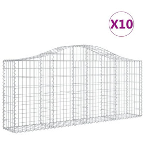 Kosze gabionowe, 10 szt, 200x30x80/100 cm, galwanizowane żelazo
