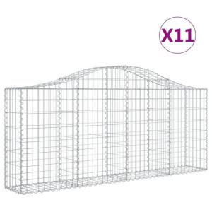 Kosze gabionowe, 11 szt, 200x30x80/100 cm, galwanizowane żelazo