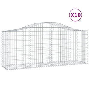 Kosze gabionowe, 10 szt, 200x50x80/100 cm, galwanizowane żelazo